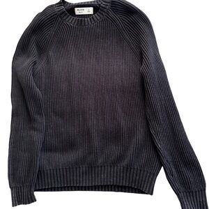 Hollister Men's Dark Charcoal Ribbed Crewneck Sweater